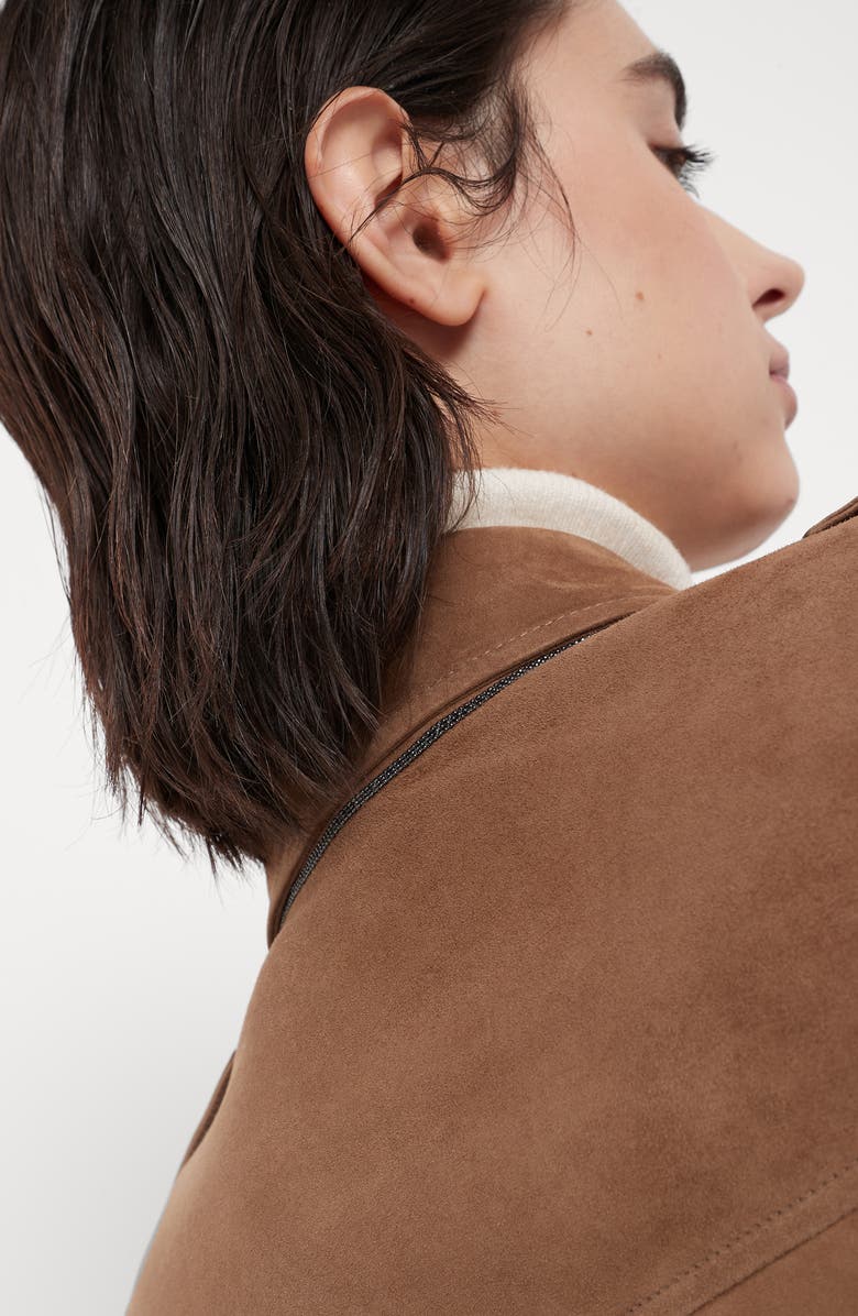 Brunello Cucinelli Suede biker jacket, Alternate, color, 