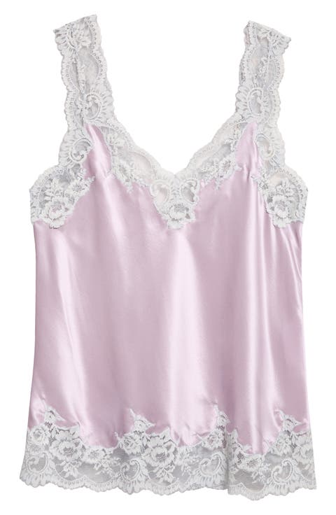 Lace Trim Silk Camisole