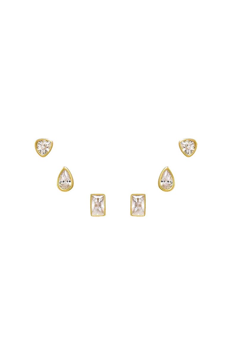 BY ADINA EDEN Multi Shape CZ Bezel Stud Earring Combo Set, Main, color, 