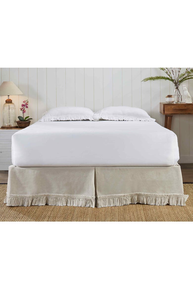 Ruffle European Linen Bed Skirt, Alternate, color, Beige