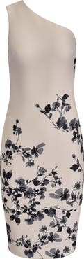 Donna Karan New York One Shoulder Floral Print Dress