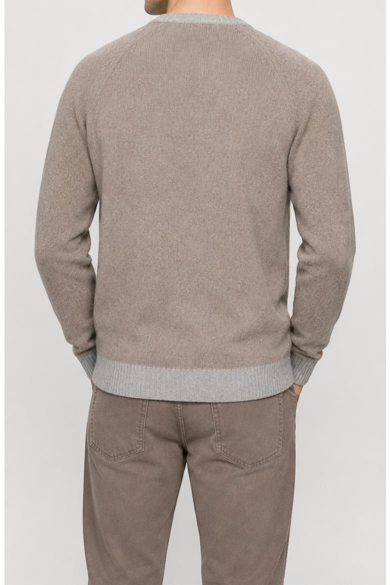Contrast Crewneck Wool Blend Sweater, Alternate, color, TAUPE