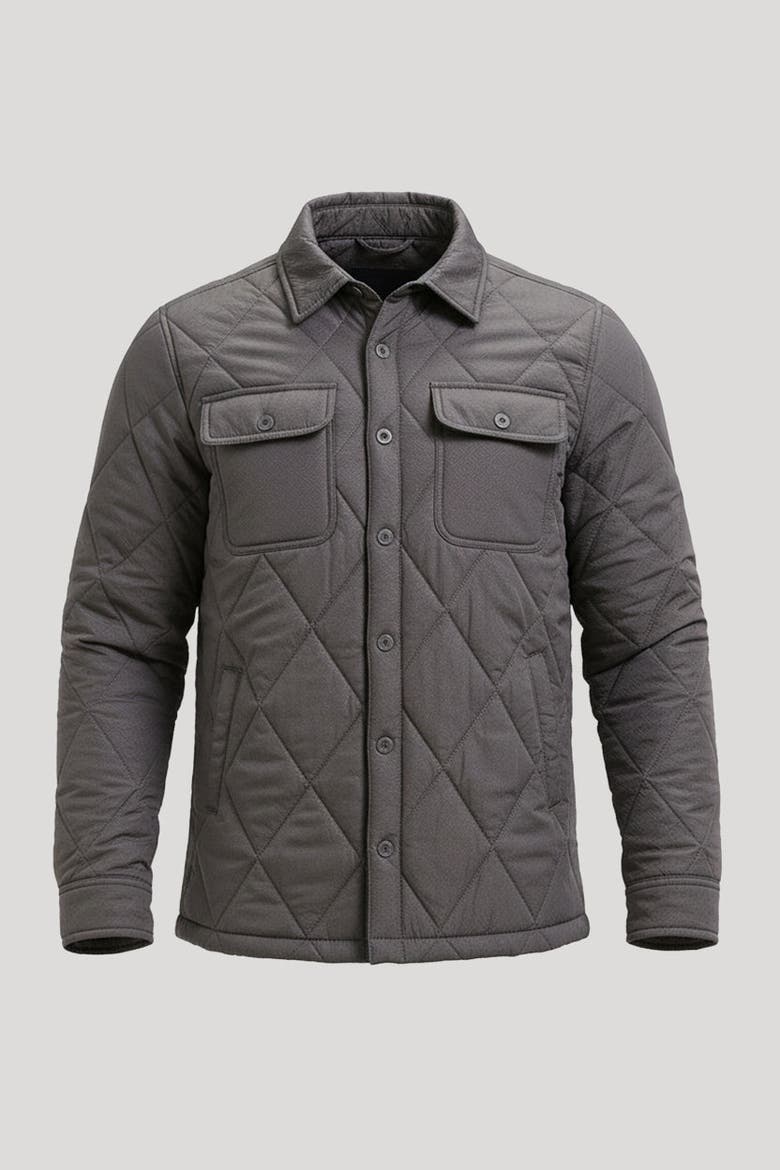 Lightweight Quilted Shirt Jacket, Main, color, Charcoal