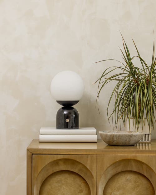 Brightech Mila 9.85" Marble Led Bedside Table Lamp With Built-in 3-way Dimmer In Classic Black