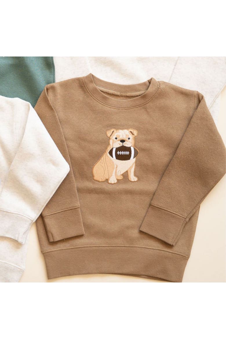 Bulldog Football Patch Sweatshirt, Alternate, color, Mocha