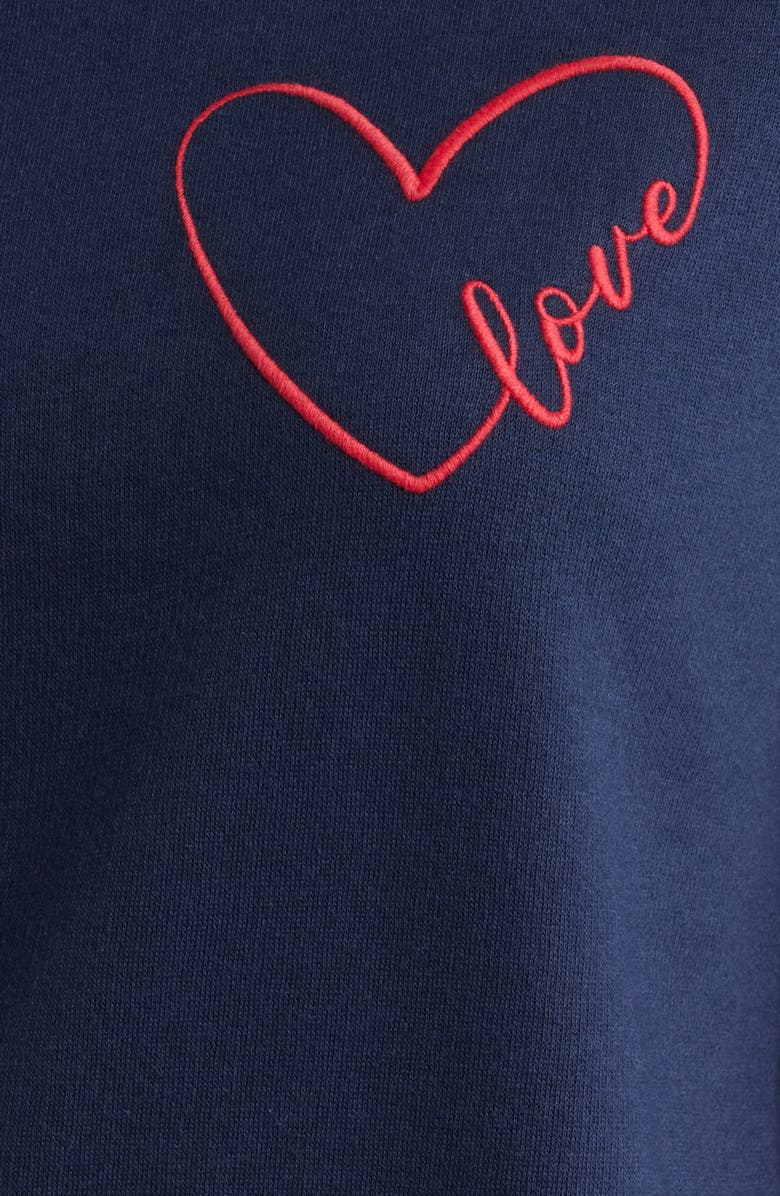 Caslon<sup>®</sup> Love Embroidered Sweatshirt, Alternate, color, Navy Still Red Goji Heart