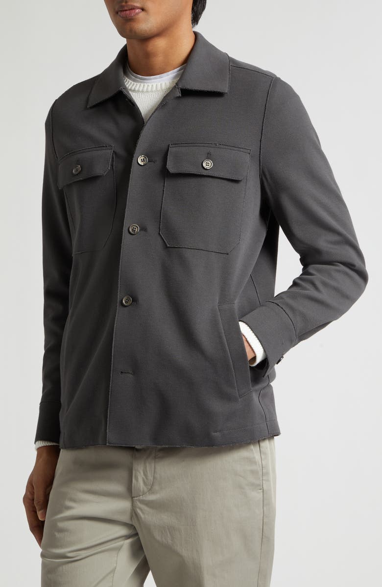 Eleventy Stretch Cotton Blned Overshirt, Alternate, color, 22N Black