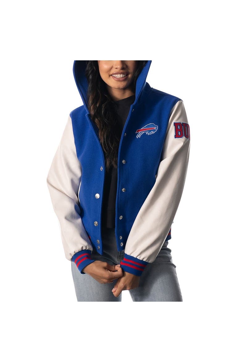 Women's The Wild Collective Royal Buffalo Bills Sailor Full-Snap Hooded Varsity Jacket, Alternate, color, Royal