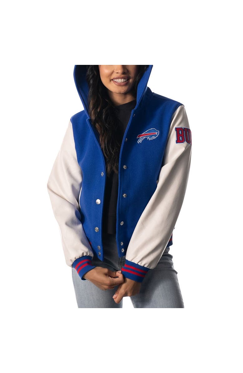 THE WILD COLLECTIVE Women's The Wild Collective Royal Buffalo Bills Sailor Full-Snap Hooded Varsity Jacket, Alternate, color, 