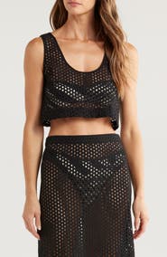 Solid & Striped The Minka Cotton Eyelet Crop Cover-Up