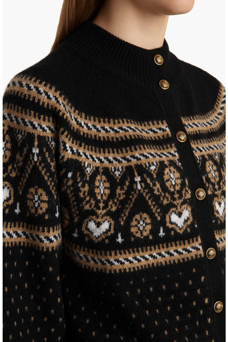 Marc Fair Isle Cashmere Cardigan, Alternate, color, BLACK / CAMEL MULTI