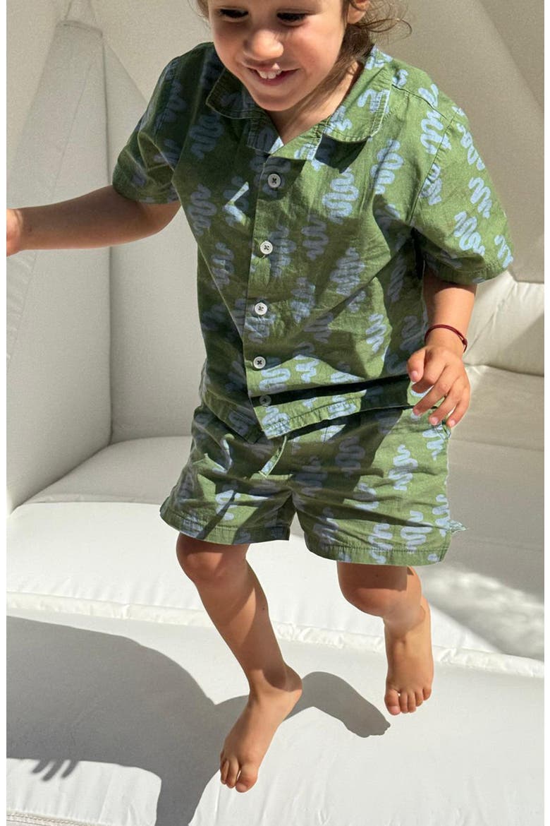 Kids' Cobra Cool Print Camp Shirt & Shorts Set, Alternate, color, GREEN