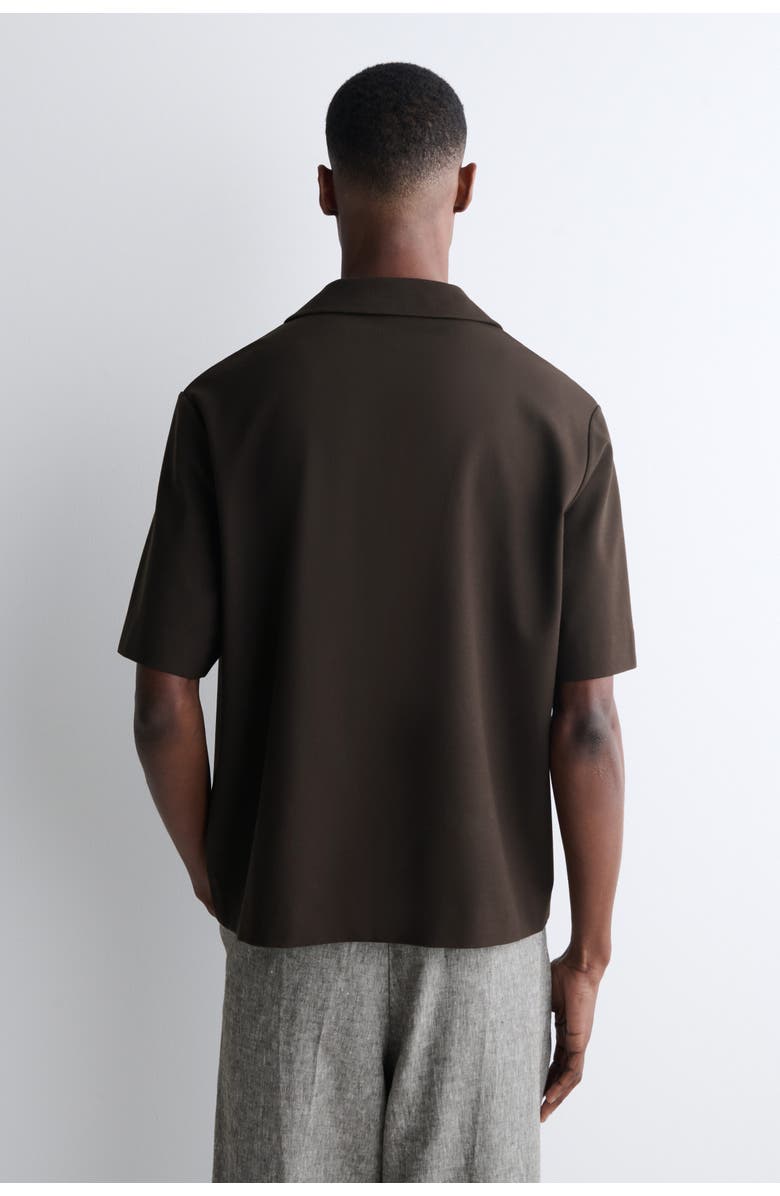 COS Milano-jersey Short-sleeved Shirt, Alternate, color, Brown