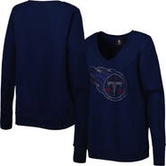 CUCE Women's Cuce Navy Tennessee Titans Deep V-Neck Pullover Sweatshirt