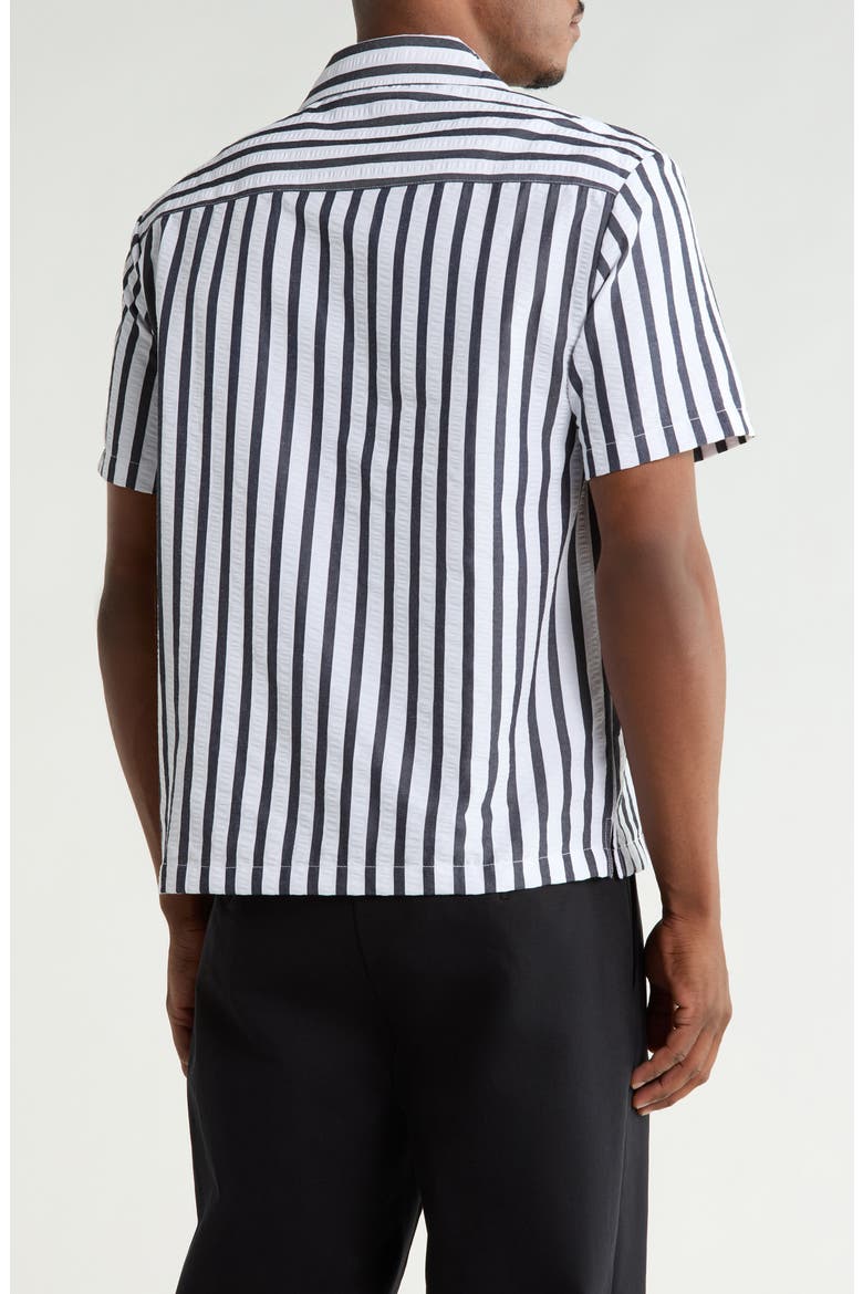 Relaxed Fit Stripe Camp Shirt, Alternate, color, WHITE