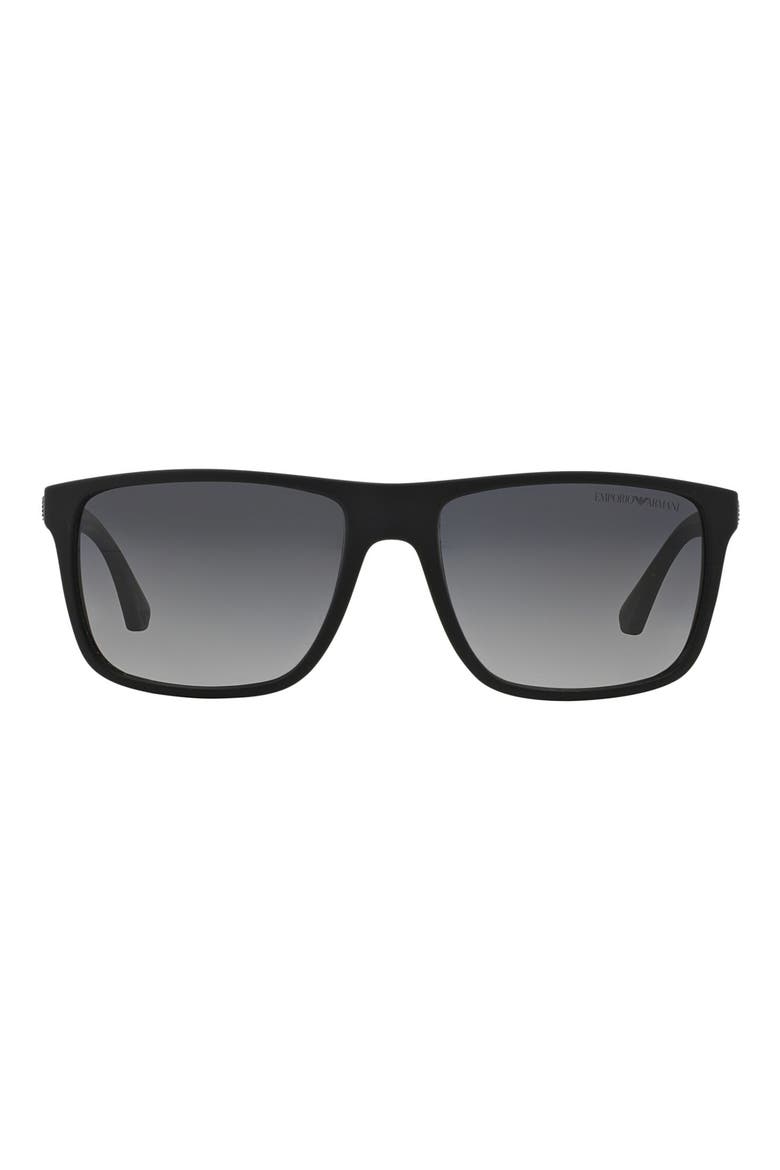 56mm Polarized Square Sunglasses, Main, color, POLARIZED BLACK