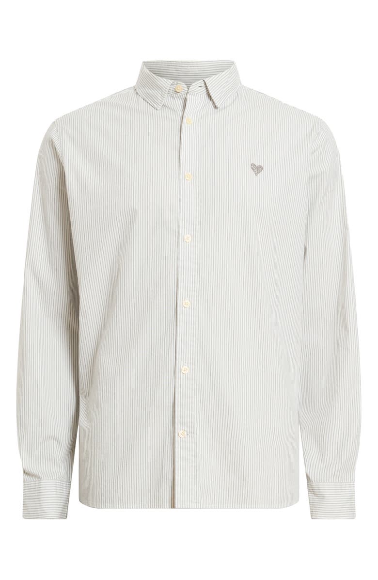 AllSaints Nolan Pinstripe Button-Up Shirt, Alternate, color, Jetstream White
