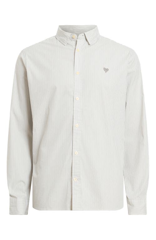 Allsaints Nolan Pinstripe Button-up Shirt In White