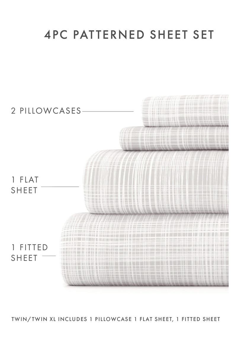HOME SPUN Premium Ultra Soft Thatch 4-Piece Bed Sheet Set, Alternate, color, GRAY