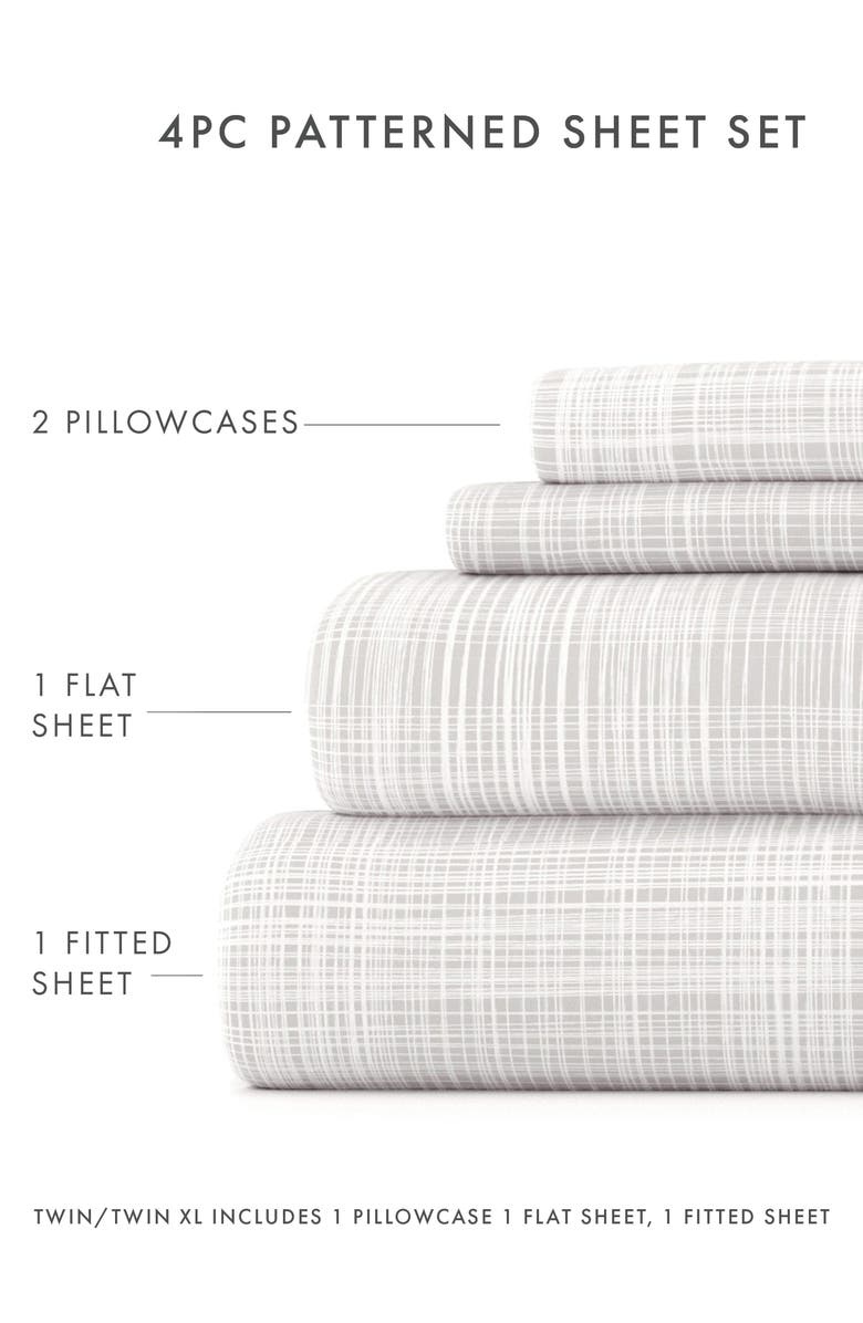 HOMESPUN HOME SPUN Premium Ultra Soft Thatch 4-Piece Bed Sheet Set, Alternate, color, Gray