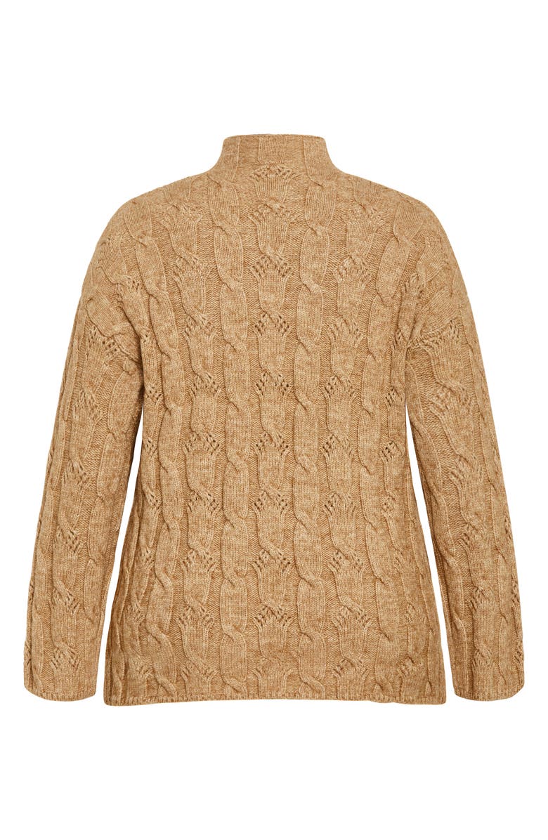 City Chic Iris Mock Neck Cable Knit Sweater, Main, color, Sand