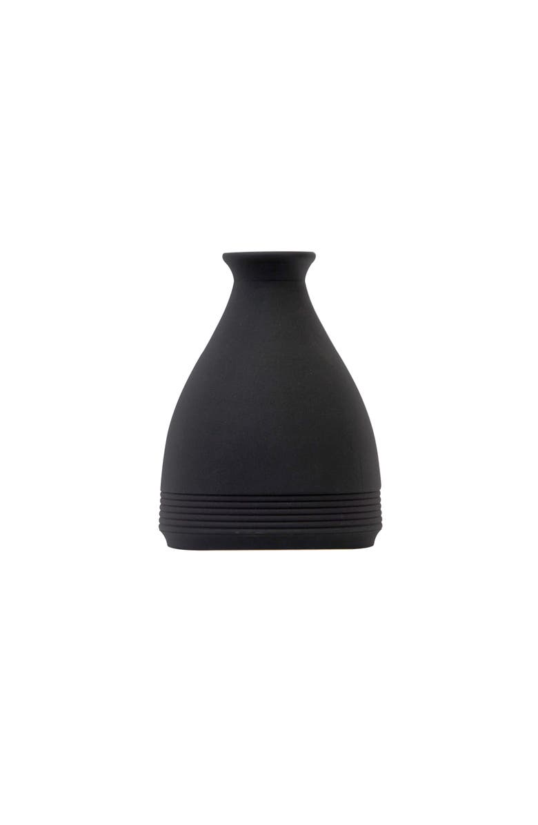 NEARLY NATURAL 10-in Cone Stone Vase Black Matte, Main, color, Black
