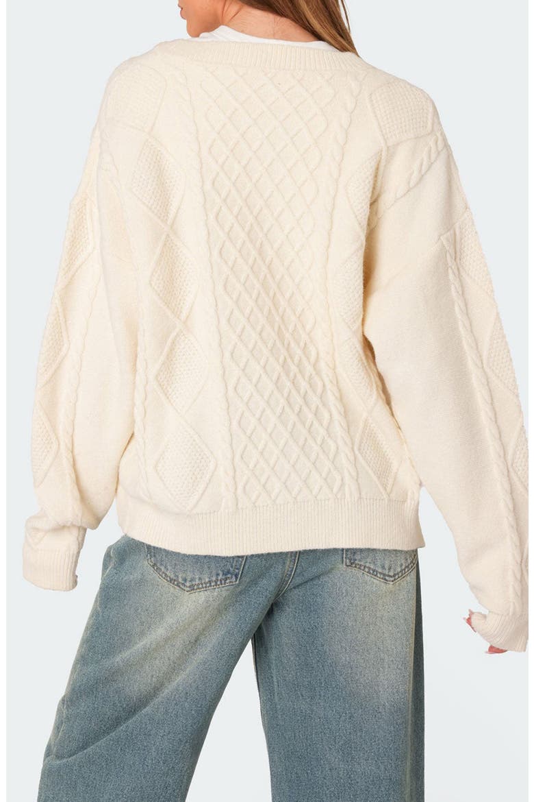 Rory Oversize Cable Stitch Cardigan, Alternate, color, CREAM