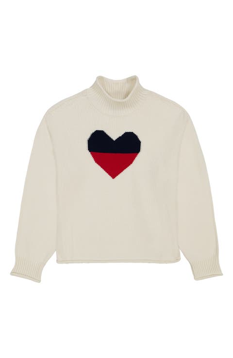 Kids' Heart Flag Roll Neck Sweater