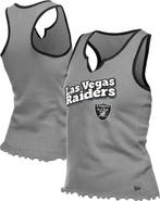 New Era Women's New Era  Silver Las Vegas Raiders Lettuce Hem Notch Neck Tri-Blend Tank Top