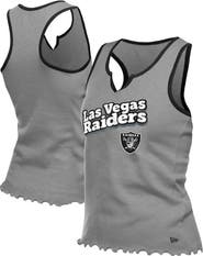 New Era Women's New Era  Silver Las Vegas Raiders Lettuce Hem Notch Neck Tri-Blend Tank Top