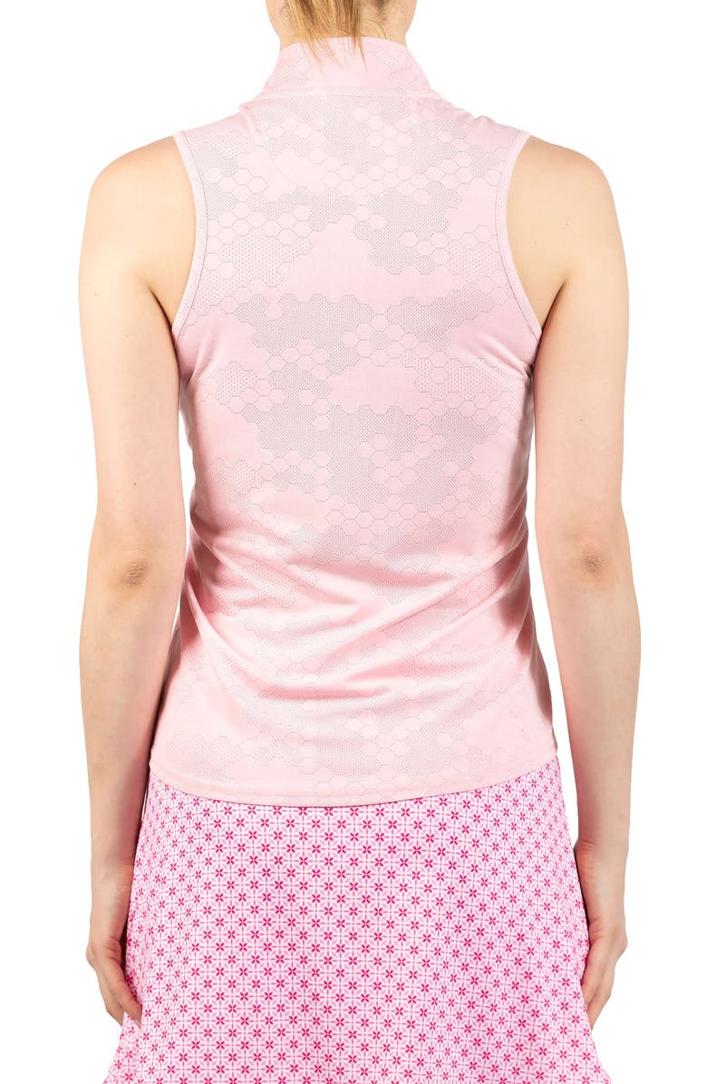 TailorByrd Honeycomb Print Sleeveless Quarter Zip Polo, Alternate, color, Pink