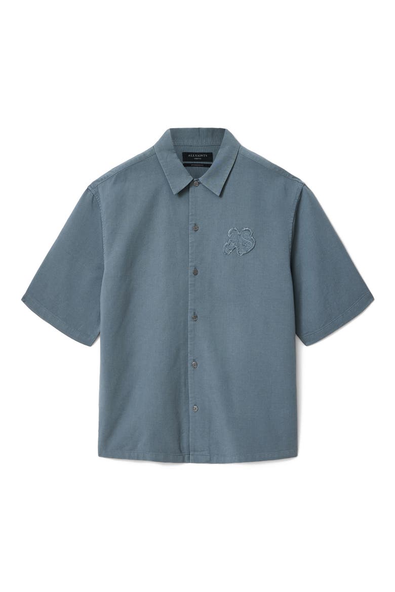 Torres Short Sleeve Button Up Shirt, Alternate, color, LUNAR BLUE