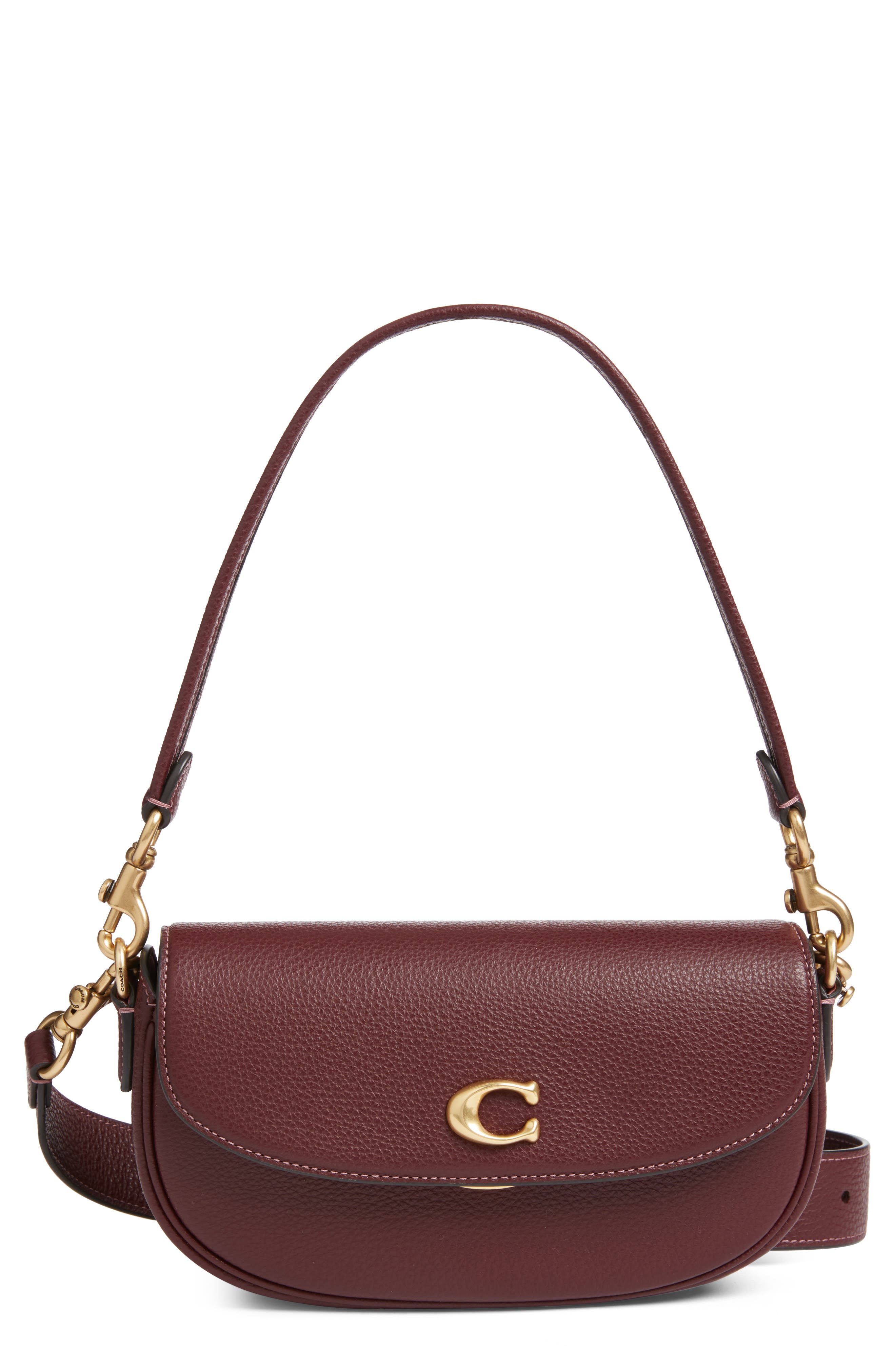 COACH Pebbled Crossbody Bag, Main, color, Merlot