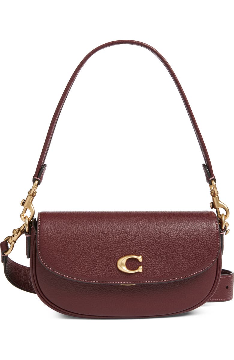 COACH Pebbled Crossbody Bag, Main, color, Merlot
