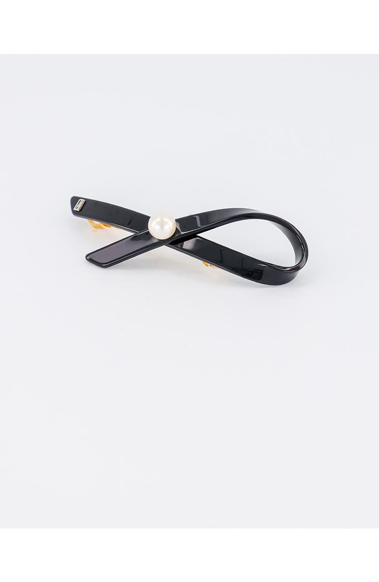 Alexandre de Paris Lutece acetate and pearl barette, Main, color, Black