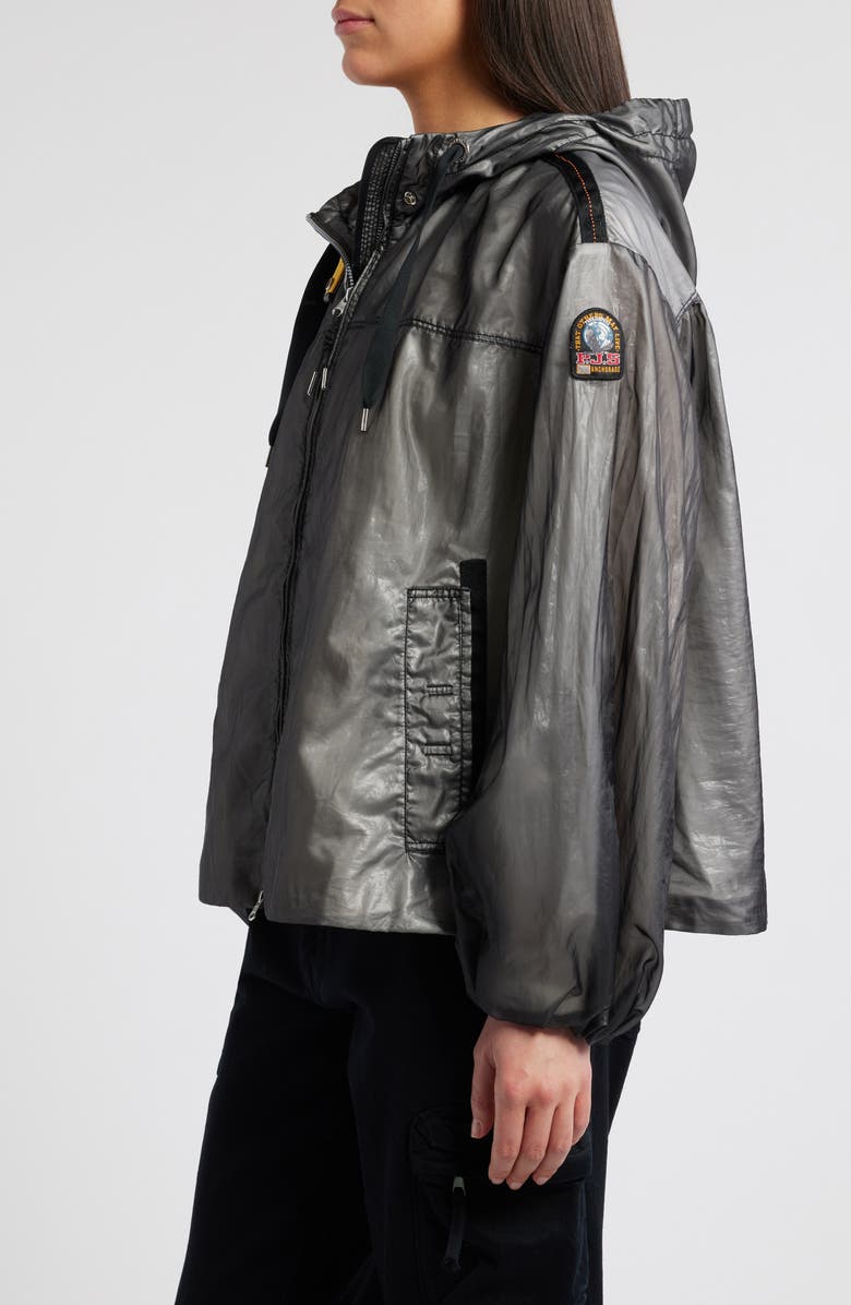 Parajumpers Carmen Metal Glaze Water Repellent Hooded Jacket, Alternate, color, Black