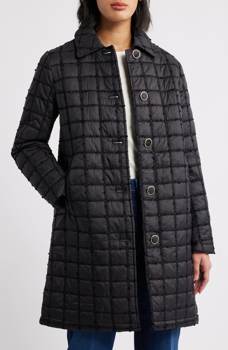 CeCe Boucle Quilted Longline Jacket, Alternate, color, Black