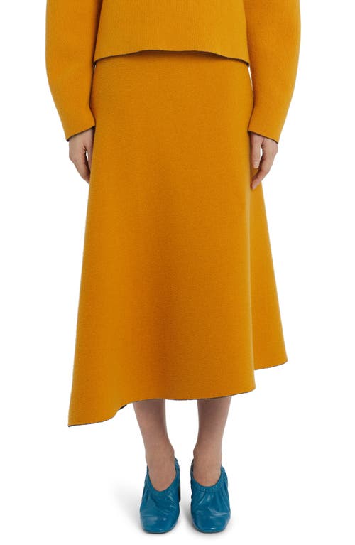 Jil Sander Reversible Double Face Virgin Wool Blend Midi Skirt In Orange