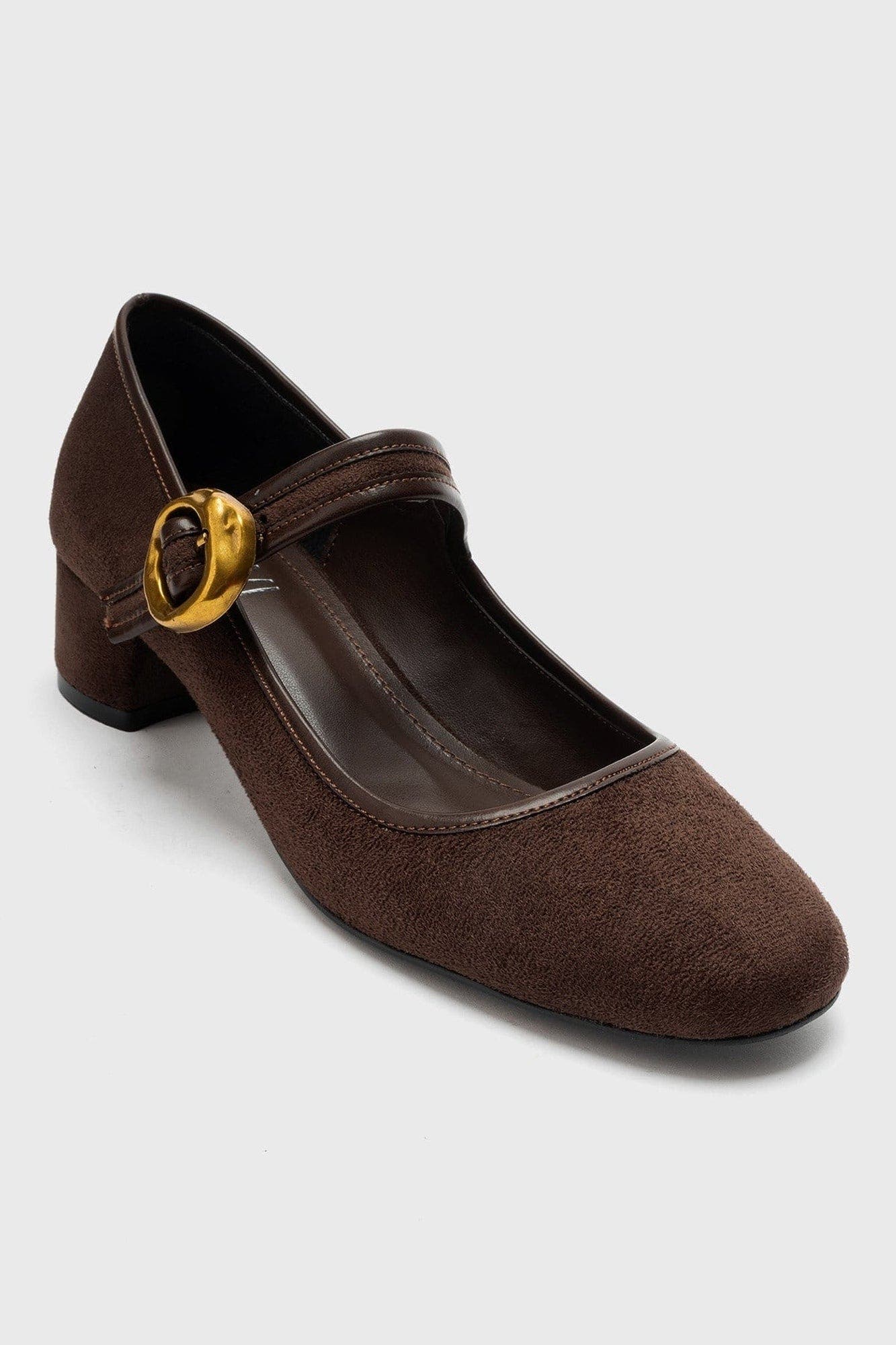 Merel Mary Jane Block Heel Shoe, Main, color, Brown Suede