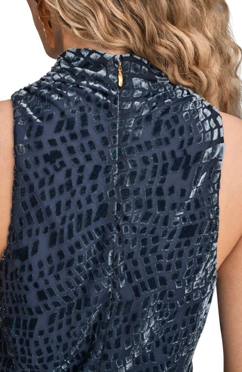 Donna Karan New York Velvet Burnout Cowl Neck Tank In Blue