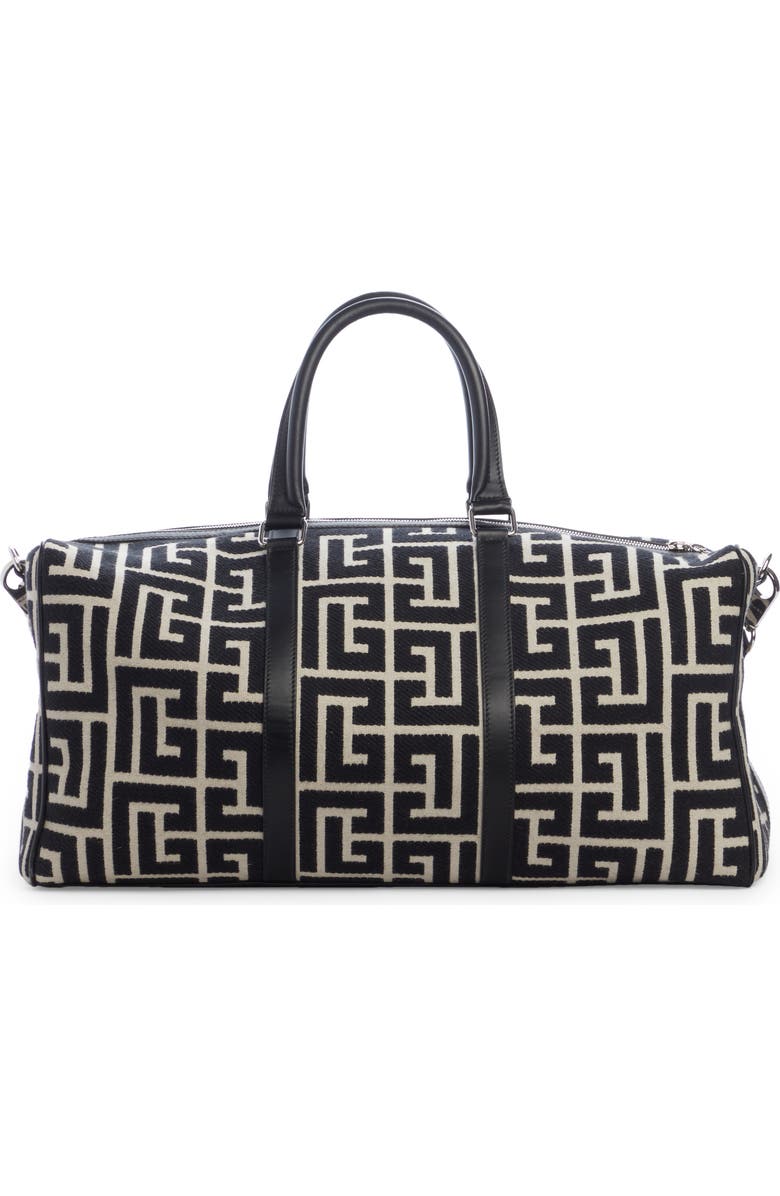 Balmain Voyage Monogram Jacquard Duffle Bag, Main, color,