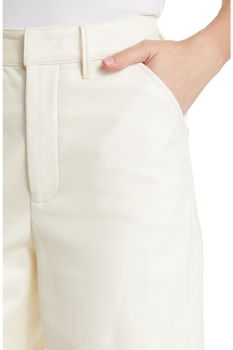 High Waist Crop Leather Wide Leg Trousers, Alternate, color, BONE