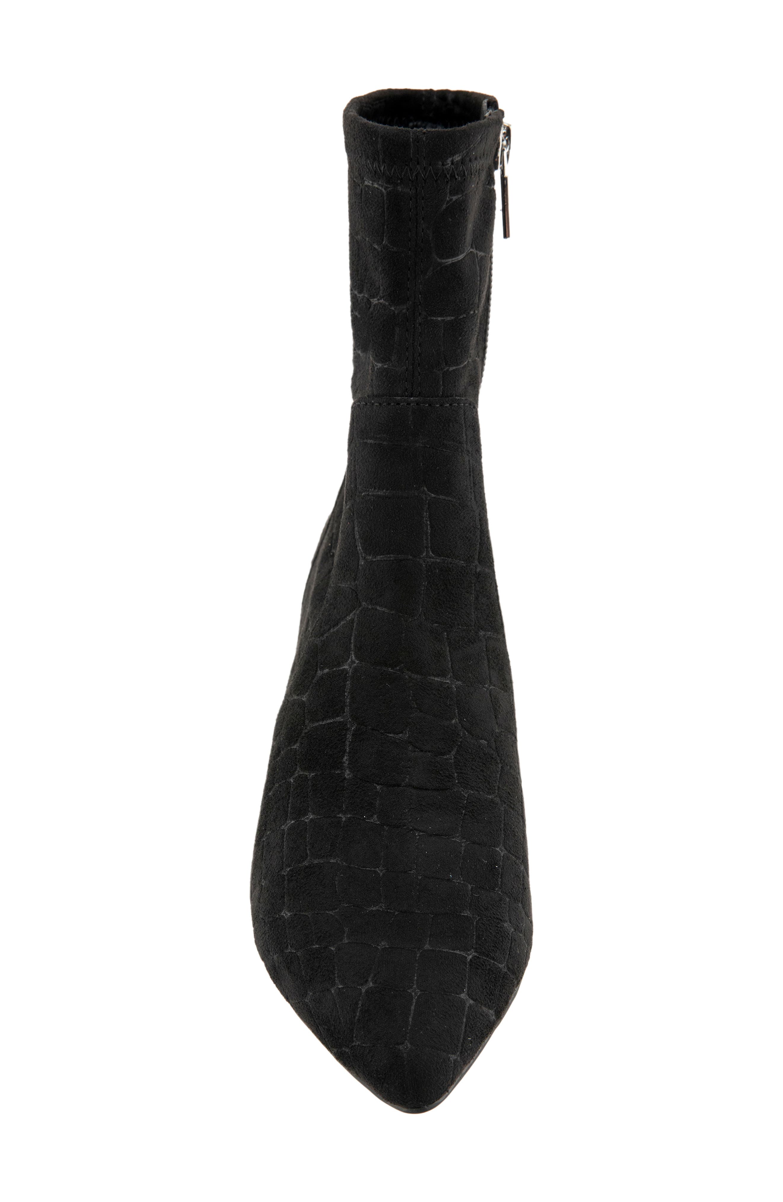 Bindi Croc Embossed Bootie, Alternate, color, BLACK CROC MICRO