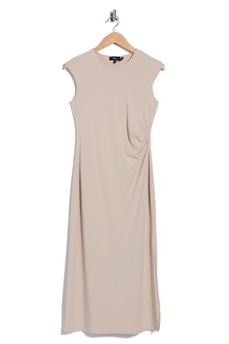 Pleated Cap Sleeve Midi Dress, Main, color, STONEWARE