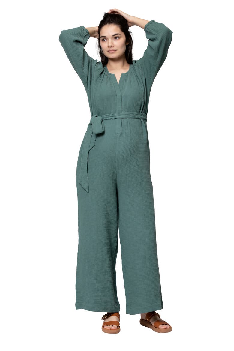Alma Maternity/Nursing Jumpsuit, Alternate, color, EUCALYPTUS