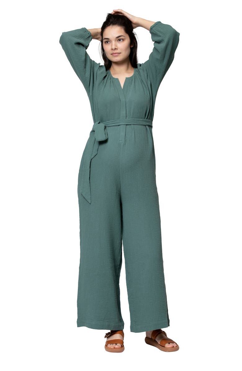 Nom Maternity Alma Maternity/Nursing Jumpsuit, Alternate, color, Eucalyptus