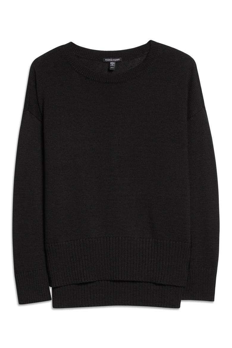 Linen & Cotton Tunic Sweater, Alternate, color, BLACK