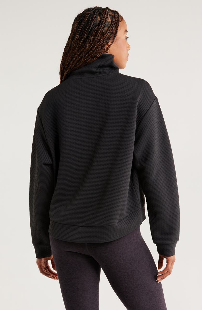 Zella Textured Half Zip Pullover, Alternate, color, Black