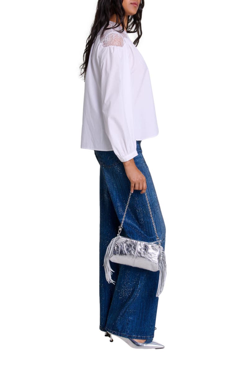 maje Lace shirt, Alternate, color, 