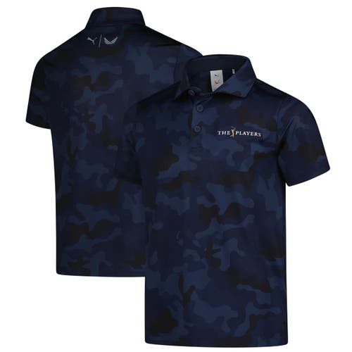 Puma Youth  Navy The Players Mattr Volition Camo Polo In Blue